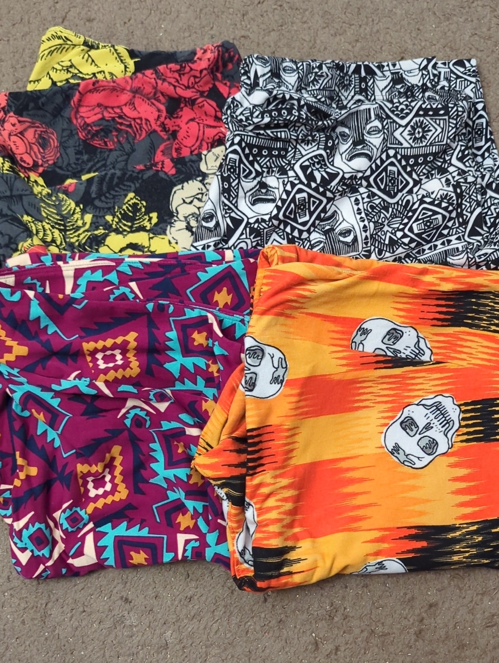 Mixed Pattern  Lularoe Leggings Bundle - Bright Floral, Aztec, Skull & Abstract